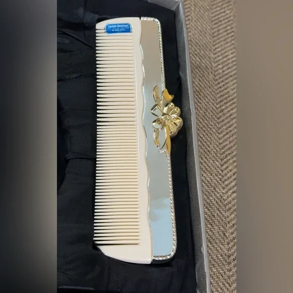 NWT Oneida Elegant ROPES & BOWS Silverplate 3pc dresser Grooming Accessories Set - Picture 5 of 12